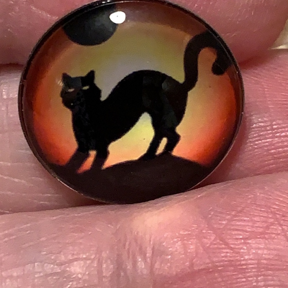 Black Cat Snap Jewelry Round